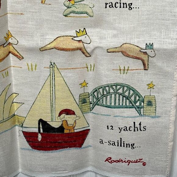 Red Tractor Designs Australia 12 Days Of a Christmas Linen Tea Towel - Picture 9 of 12